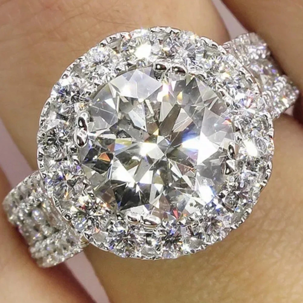 💯 NEW LUXURY ENGAGEMENT 925 STERLING SILVER DIAMOND RING, CUTE RING, SHINY RING - Picture 1 of 5